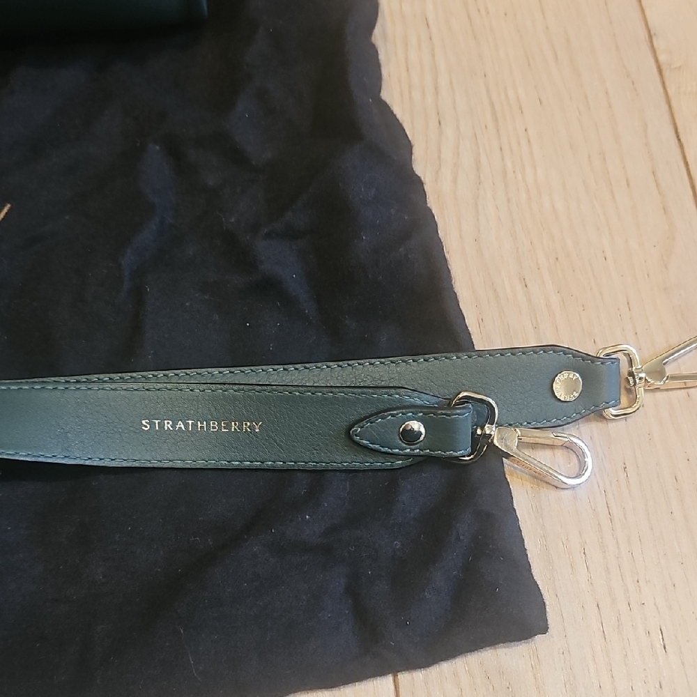 Strathberry Midi Dark Green Leather Tote - Picture 2 of 12